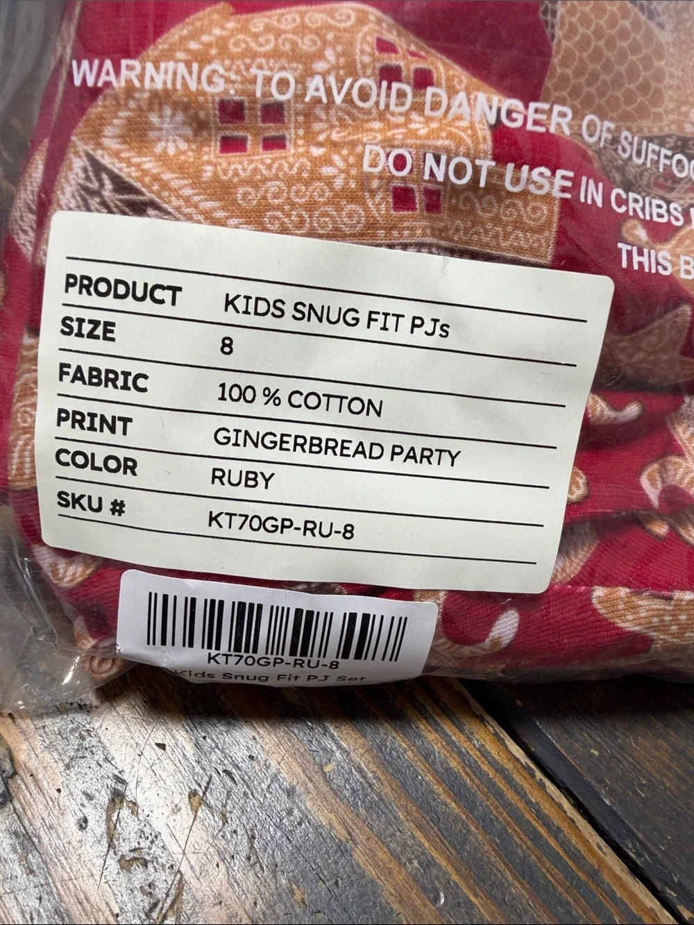 Printfresh Gingerbread Party Kids Snug Fit PJs Ruby - Size 8